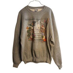 VTG Autumn Porch 90's Sweatshirt Women’s XL 23x26 Cozy Fleece Crewneck Rustic